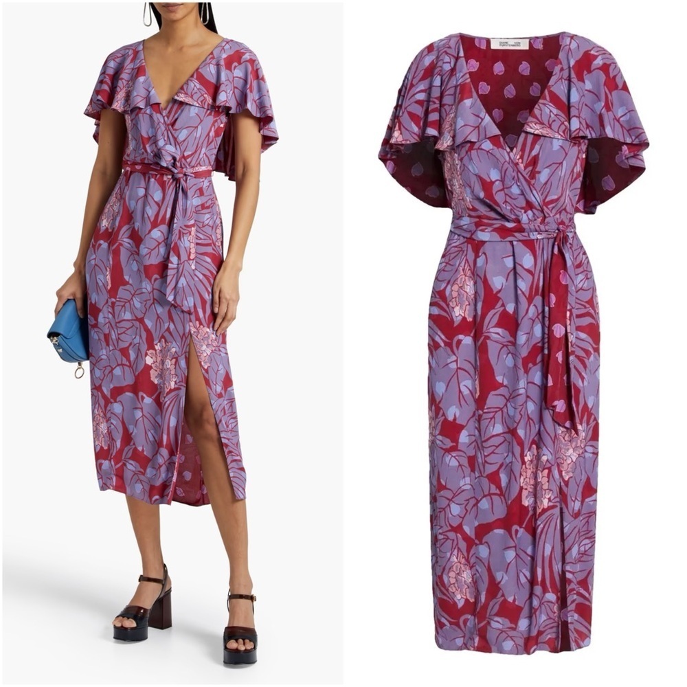 DIANE VON FURSTENBERG Aba Wrap-Effect Printed Crepe Midi Dress